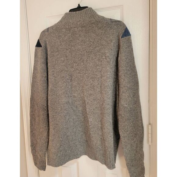 J.Crew Wool Argyle Grey Blue Sweater 1/2 Zip L - Picture 4 of 7